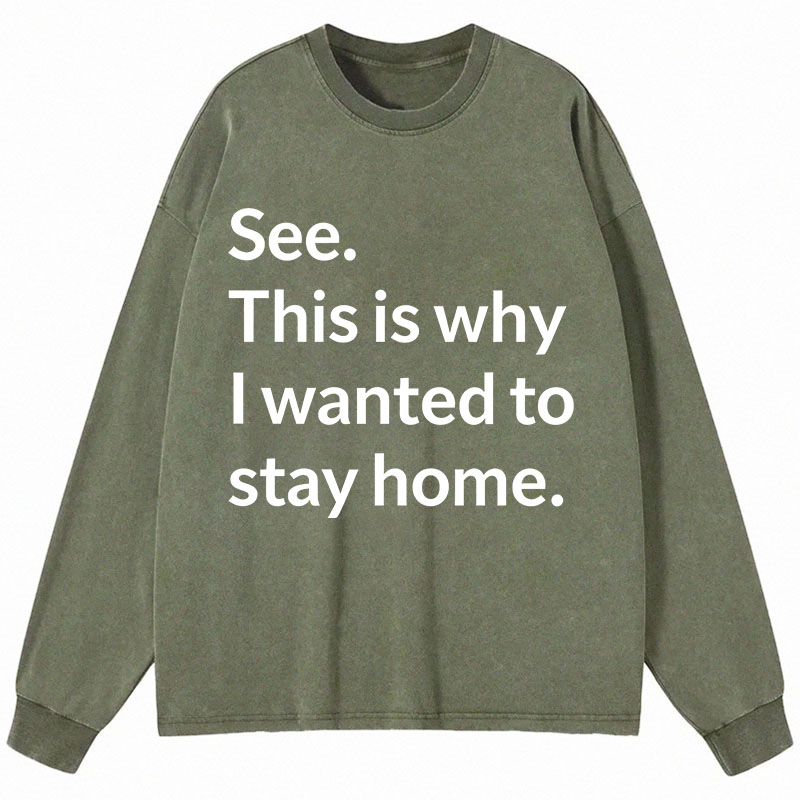 Tokyocanvas Why I Wanted To Stay Home Long Sleeve Washed T-Shirt