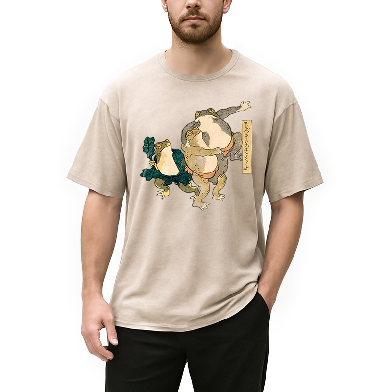 Tokyocanvas Sumo Frogs Japan Washed T-Shirt