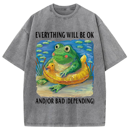 Tokyocanvas Everythings Ok Frog Washed T-Shirt