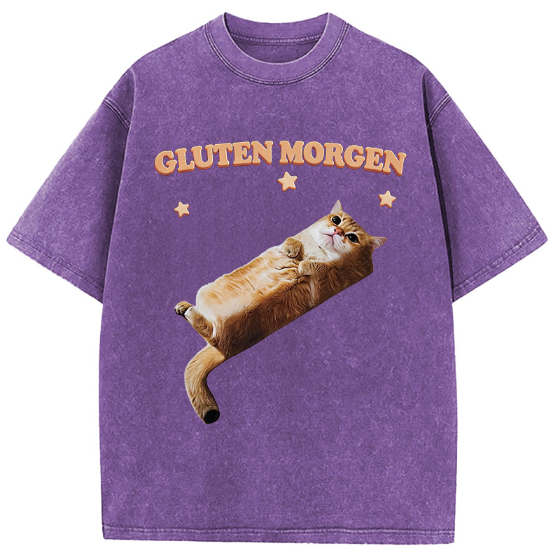 Tokyocanvas Gluten Morgen Cat Washed T-Shirt