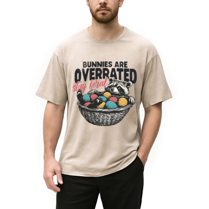 Tokyocanvas Funny Easter Raccoon Washed T-Shirt