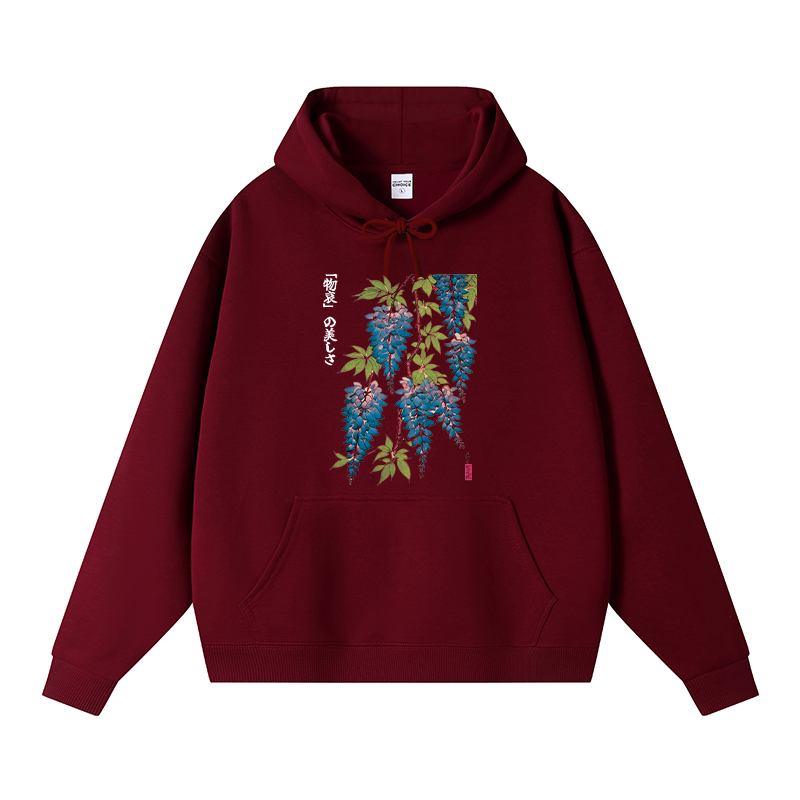 Tokyocanvas Wisteria Flowers Fleece Lined Hoodie