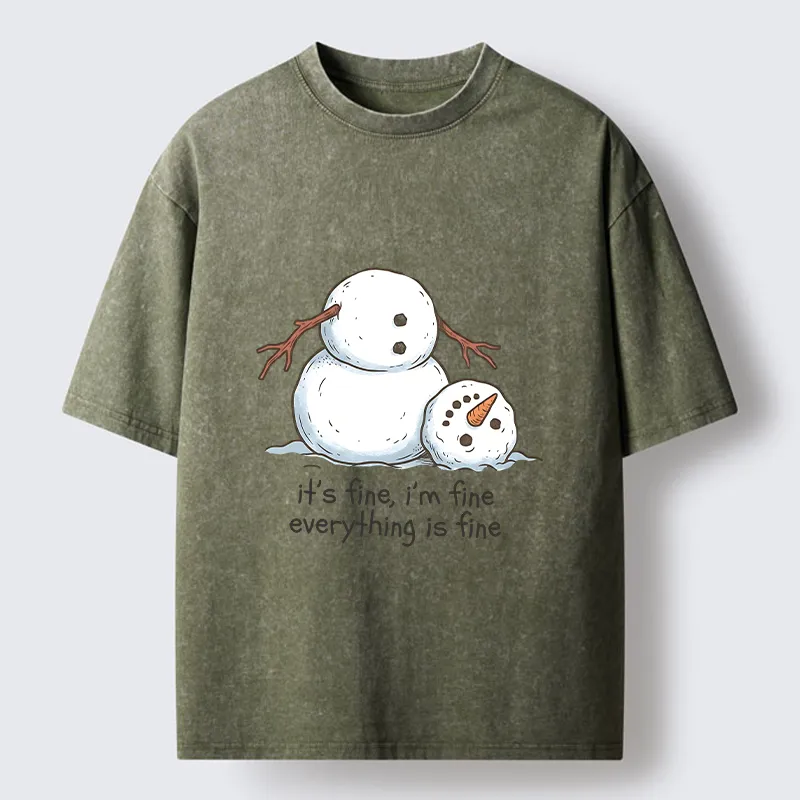 Tokyocanvas A Snowman In A Tight Spot Washed T-Shirt