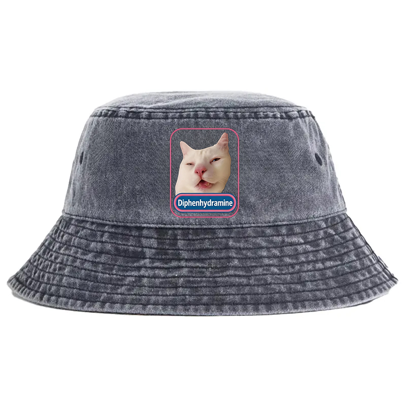 Tokyocanvas Funny Diphenhydramine Meme Cat Washed Bucket Hat