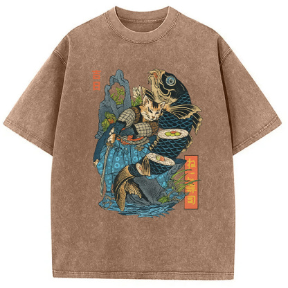 Tokyocanvas Neko Sushi Washed T-Shirt