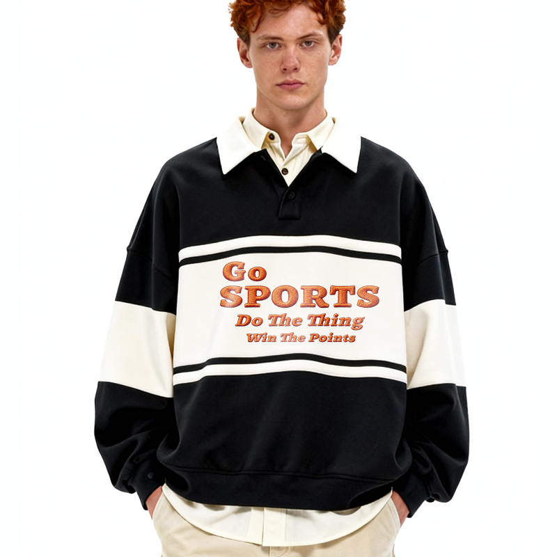 Tokyocanvas Go Sports Do Thing Win The Points Polo Embroidered Sweatshirt