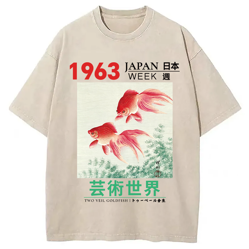 Tokyocanvas Two Veil Goldfish Washed T-Shirt