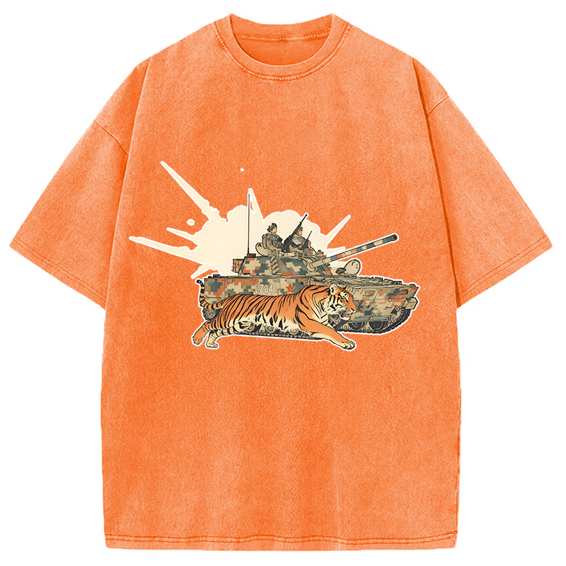 Tokyocanvas Tiger and Chariot Washed T-Shirt