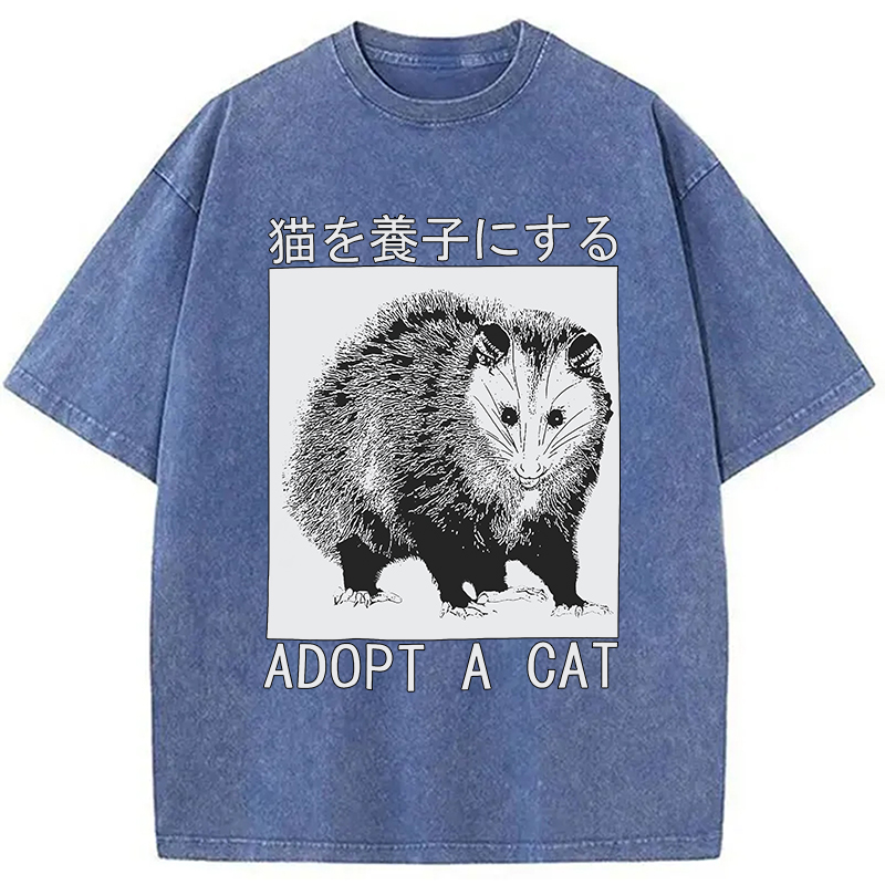 Tokyocanvas Adopt a Cat Japanese Washed T-Shirt