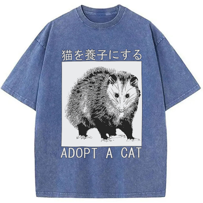 Tokyocanvas Adopt a Cat Japanese Washed T-Shirt
