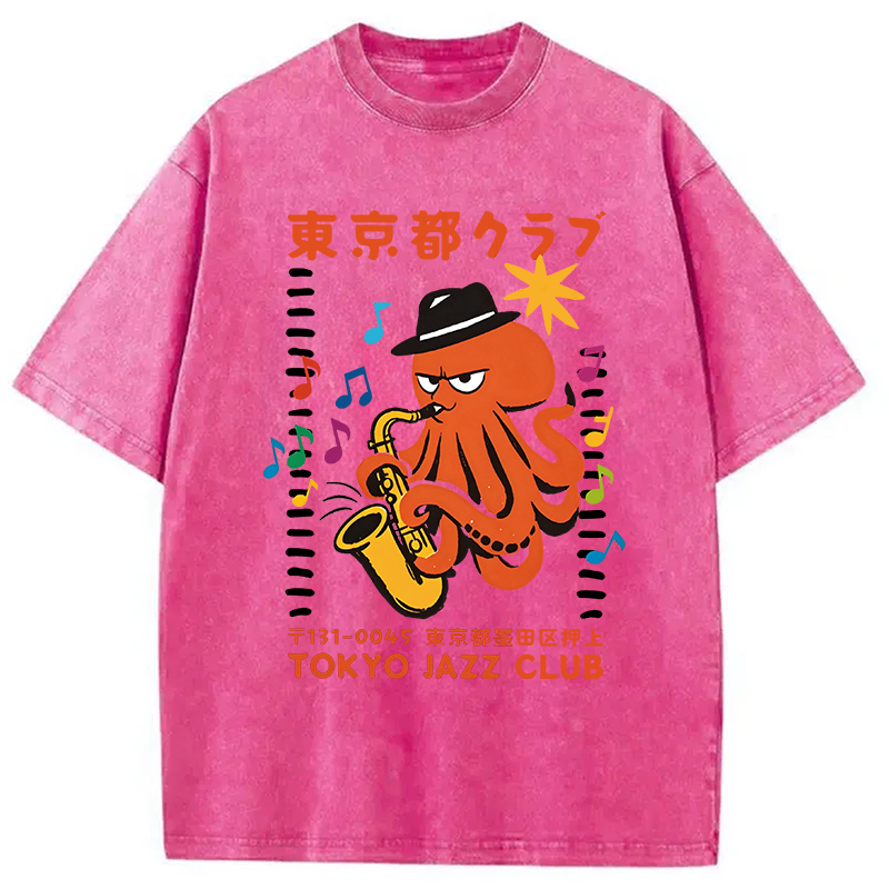 Tokyocanvas Japanese Octopus In Band Washed T-Shirt