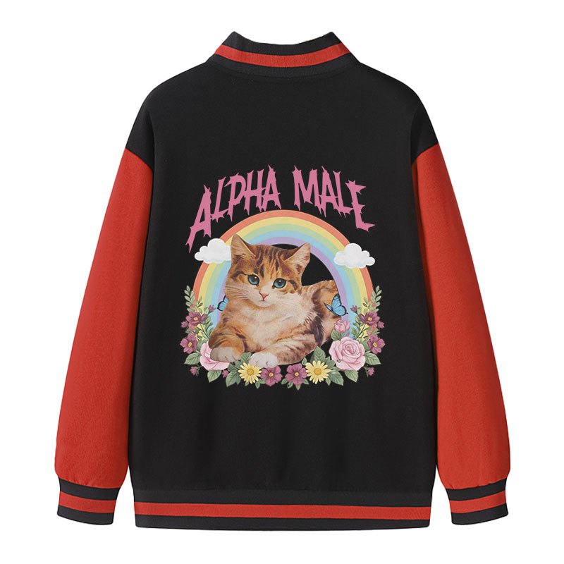 Tokyocanvas Alpha Male Funny Kitten Meme Varsity Jacket