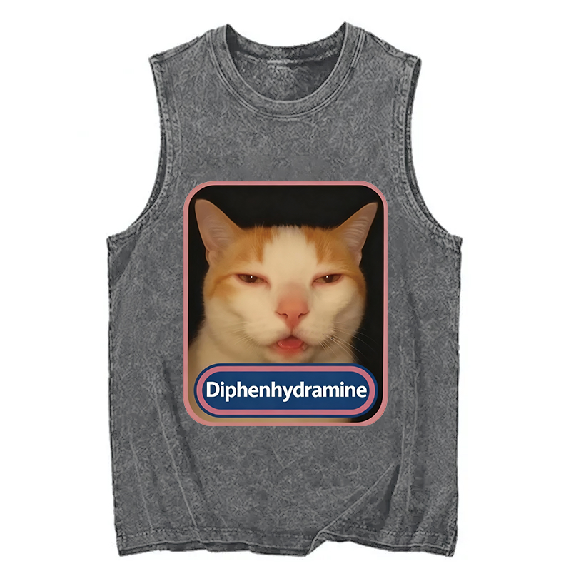Tokyocanvas Pink Diphenhydramine Meme Cat Washed Tank