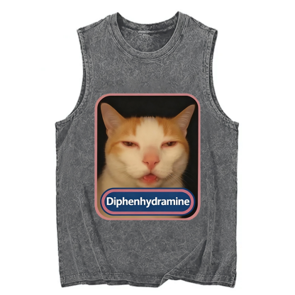 Tokyocanvas Pink Diphenhydramine Meme Cat Washed Tank