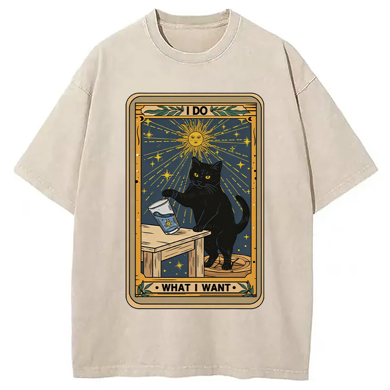 Tokyocanvas I Do What I Want Cats Tarot Washed T-Shirt