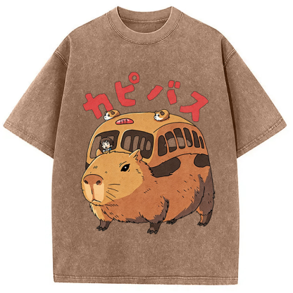 Tokyocanvas CapyBus Funny Washed T-Shirt