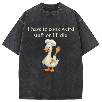 Tokyocanvas Silly Goose Baker Funny Cooking Meme Washed T-Shirt