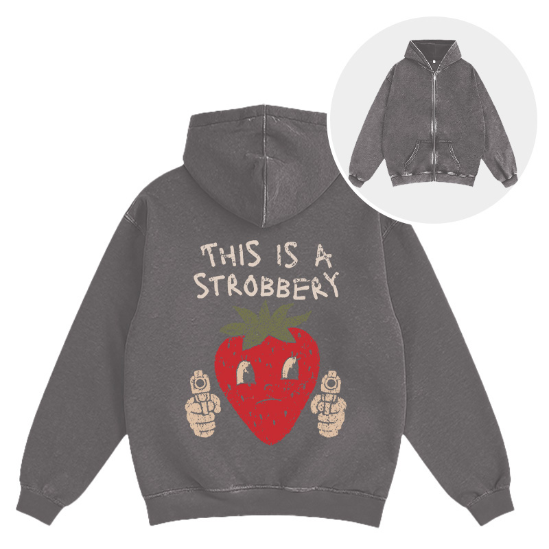 Tokyocanvas This is a Strawberry Washed Zip Hoodie