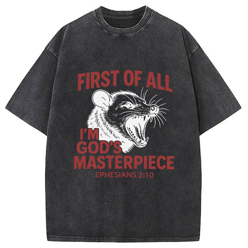 Tokyocanvas First Of All I'm God's Masterpiece Washed T-Shirt