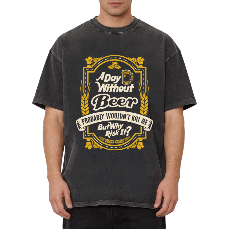 Tokyocanvas A Day Without Beer? Washed T-Shirt