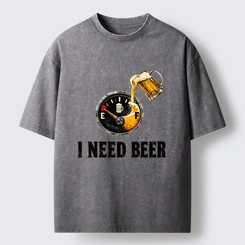 Tokyocanvas Low Fuel Beer Lover Meme Washed T-Shirt