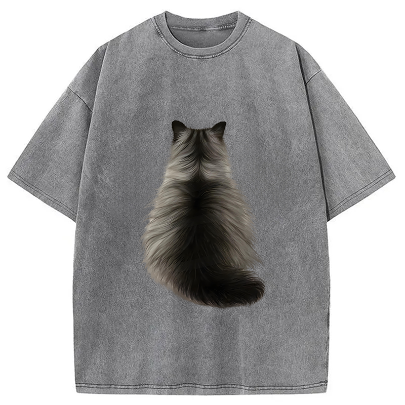 Tokyocanvas Cat's Back Ink Painting Washed T-Shirt