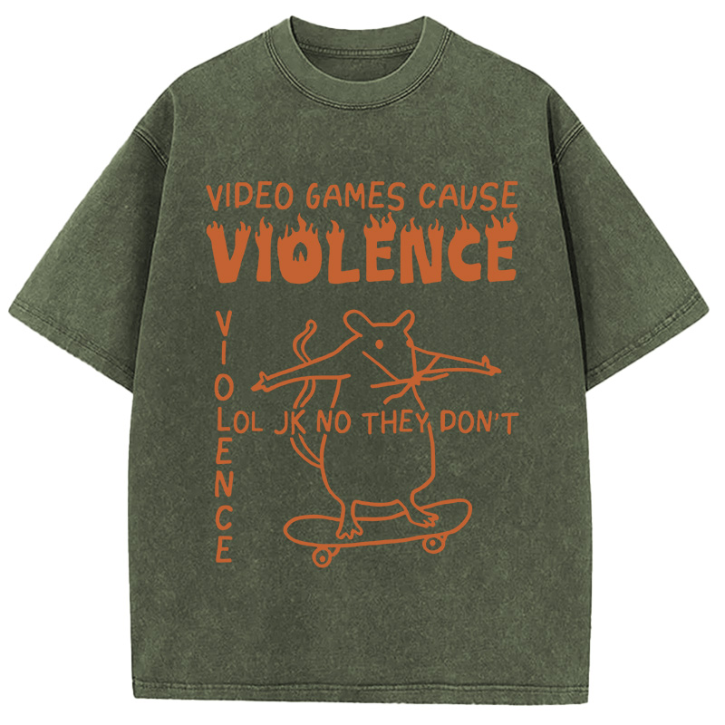 Tokyocanvas Video Games Cause Violence Washed T-Shirt