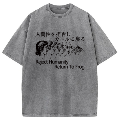 Tokyocanvas Reject Humanity Return To Frog Washed T-Shirt