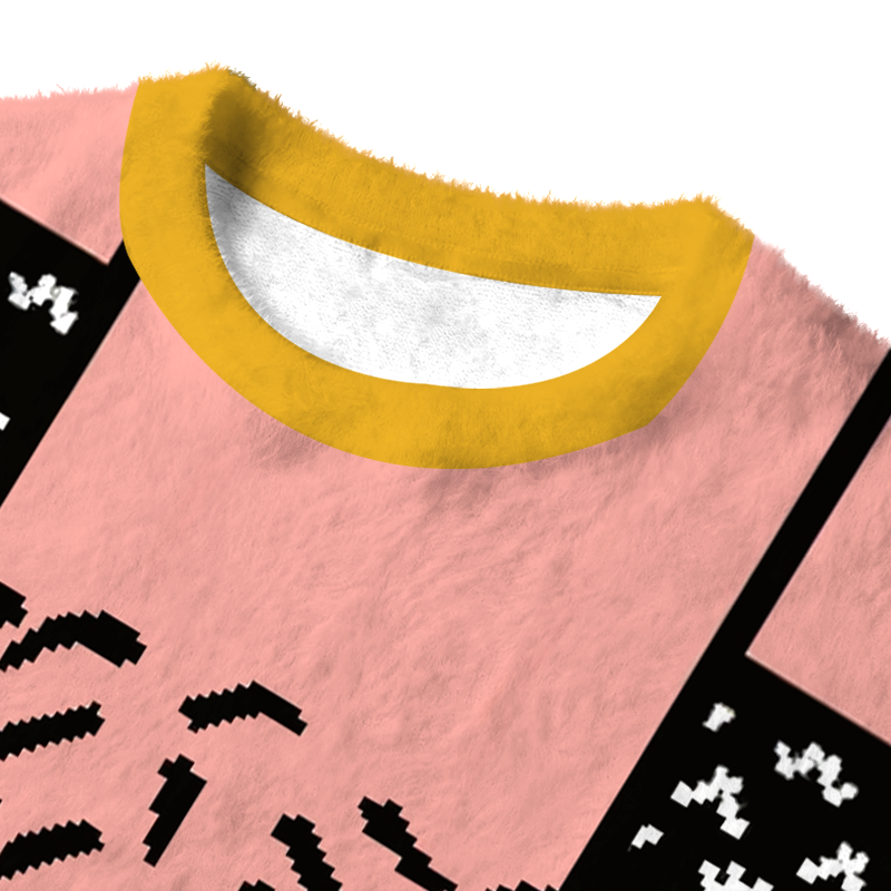 Tokyocanvas Hilarious Naughty Yellow Fuzzy Christmas Ugly Sweatshirt