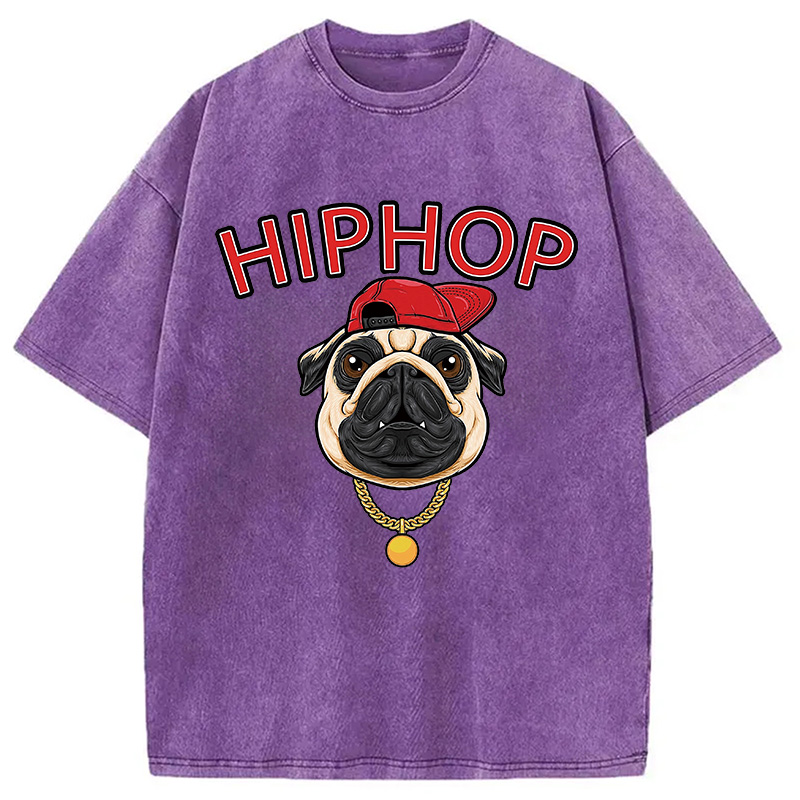 Tokyocanvas Cute Pug Hiphop Washed T-Shirt
