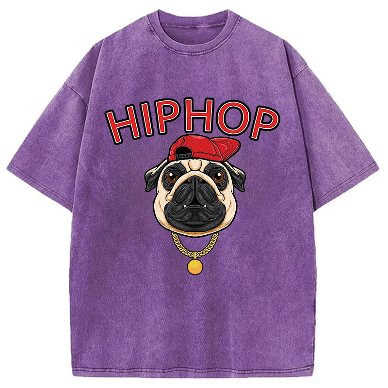 Tokyocanvas Cute Pug Hiphop Washed T-Shirt
