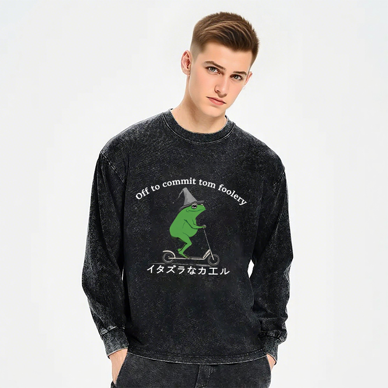 Tokyocanvas Stupid Frog Long Sleeve Washed T-Shirt