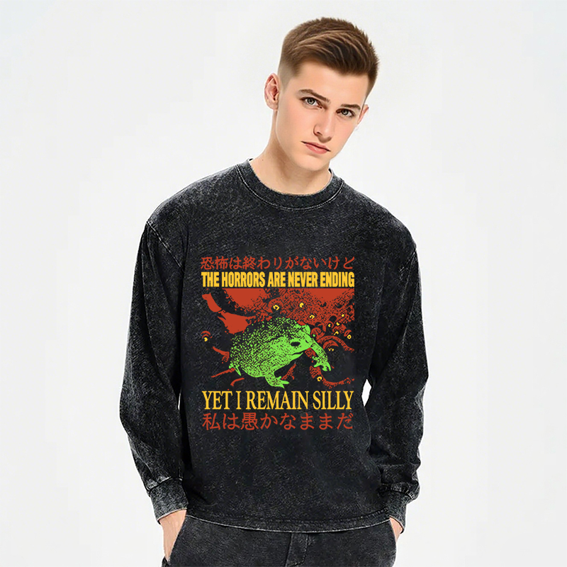 Tokyocanvas The Horrors are Never Ending Long Sleeve Washed T-Shirt