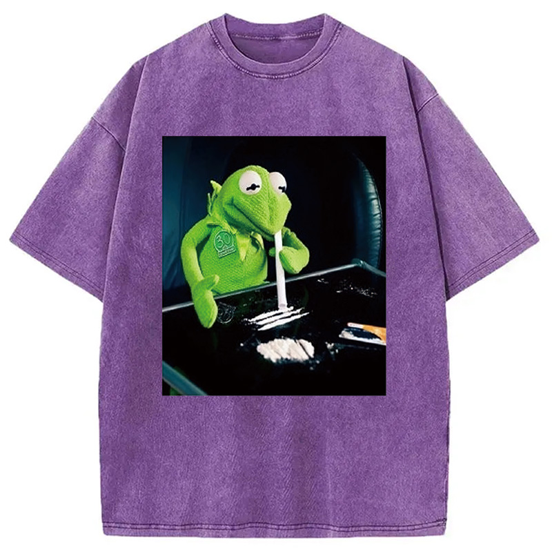 Tokyocanvas Frog Cocaine Drug Hipster Funny Washed T-Shirt