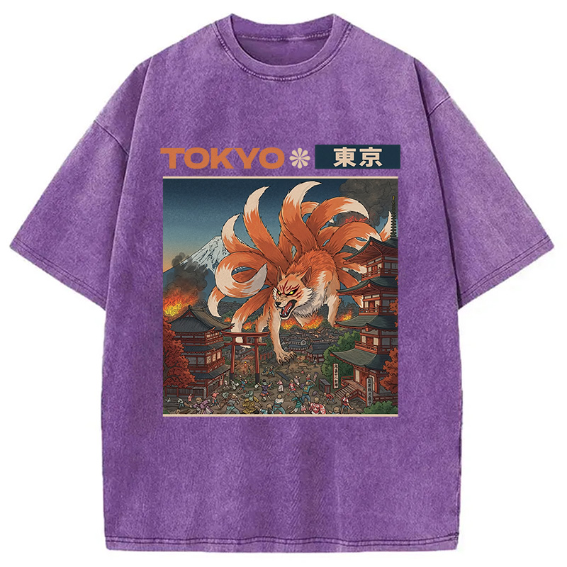 Tokyocanvas Tokyo Traditional Japanese Design Washed T-Shirt