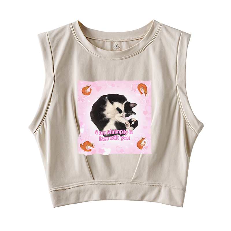Tokyocanvas I Am Shrimply in Love with You Sleeveless Crop Top