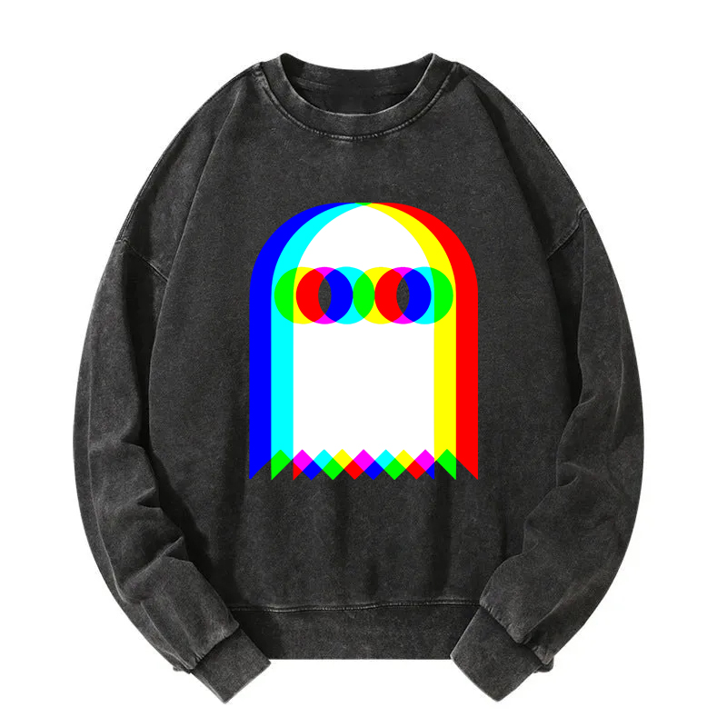 Tokyocanvas Halloween Psychedelic Ghosts Washed Sweatshirt