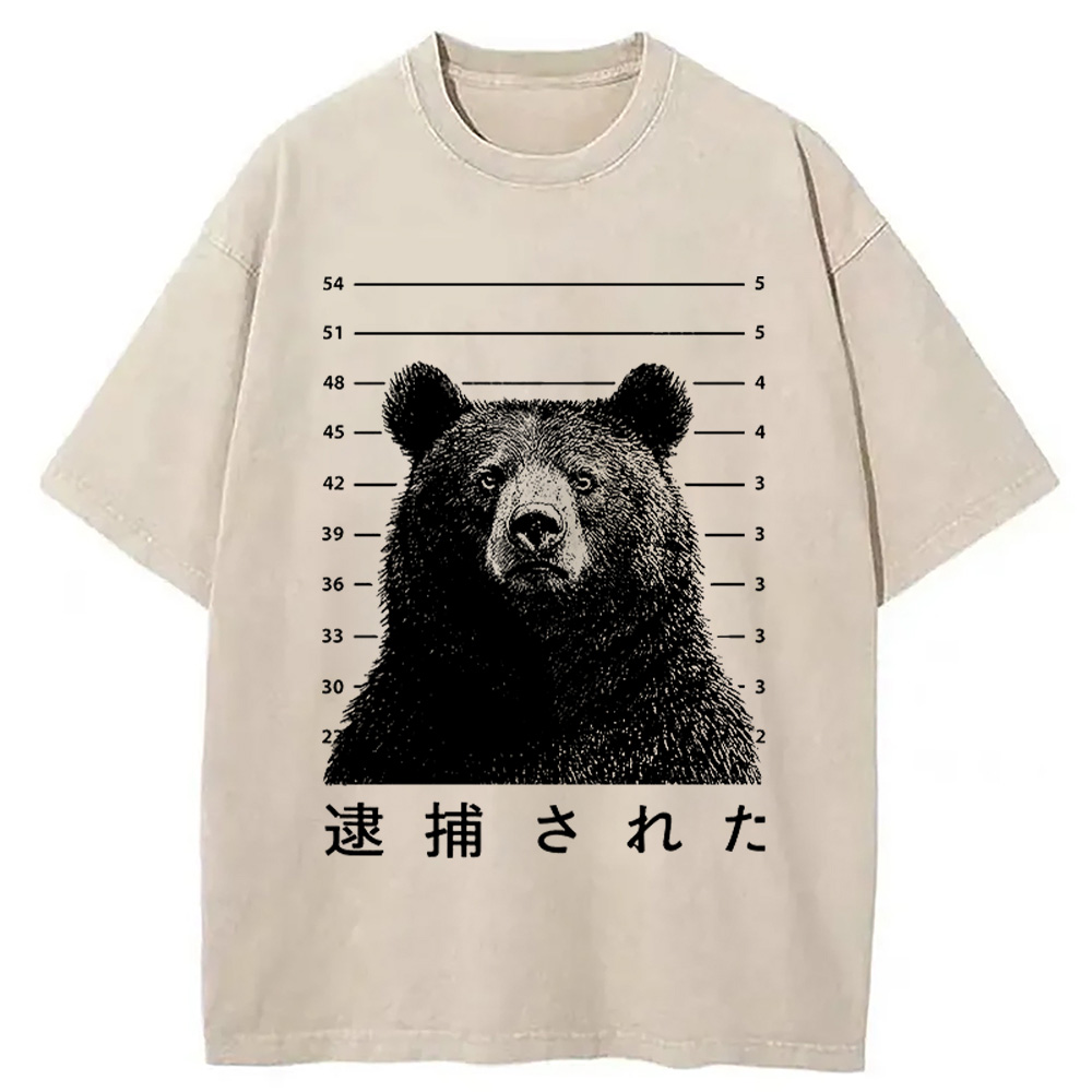 Tokyocanvas Arrested Bear Washed T-Shirt