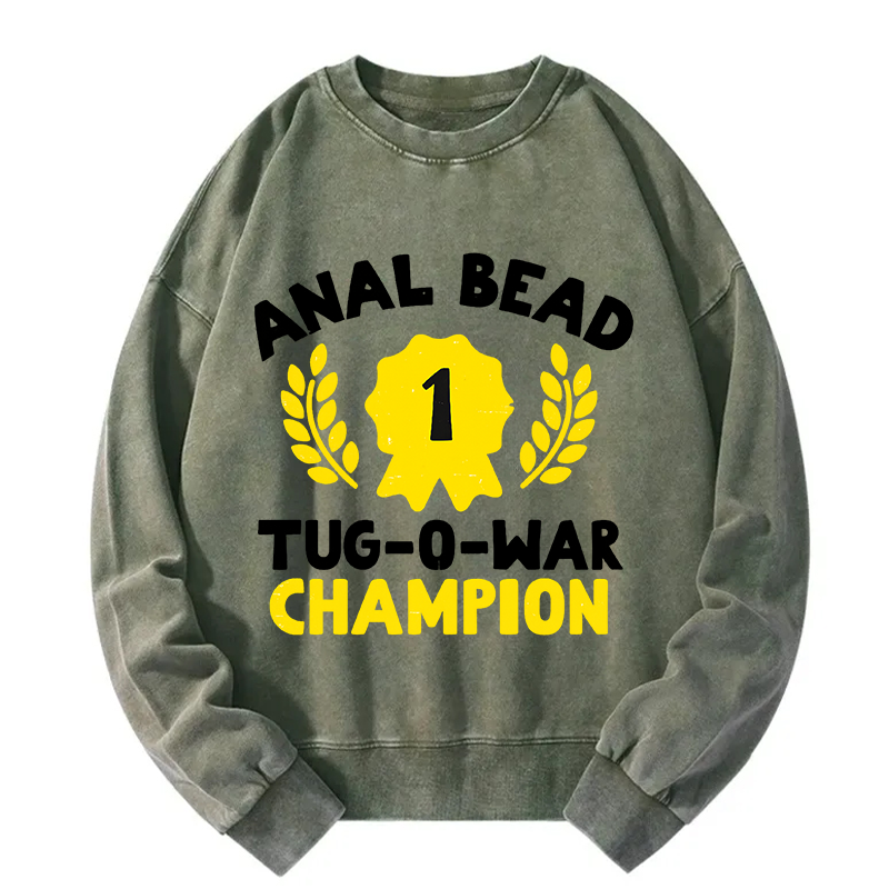 Tokyocanvas Bead Tug O War Champion Funny Washed Sweatshirt