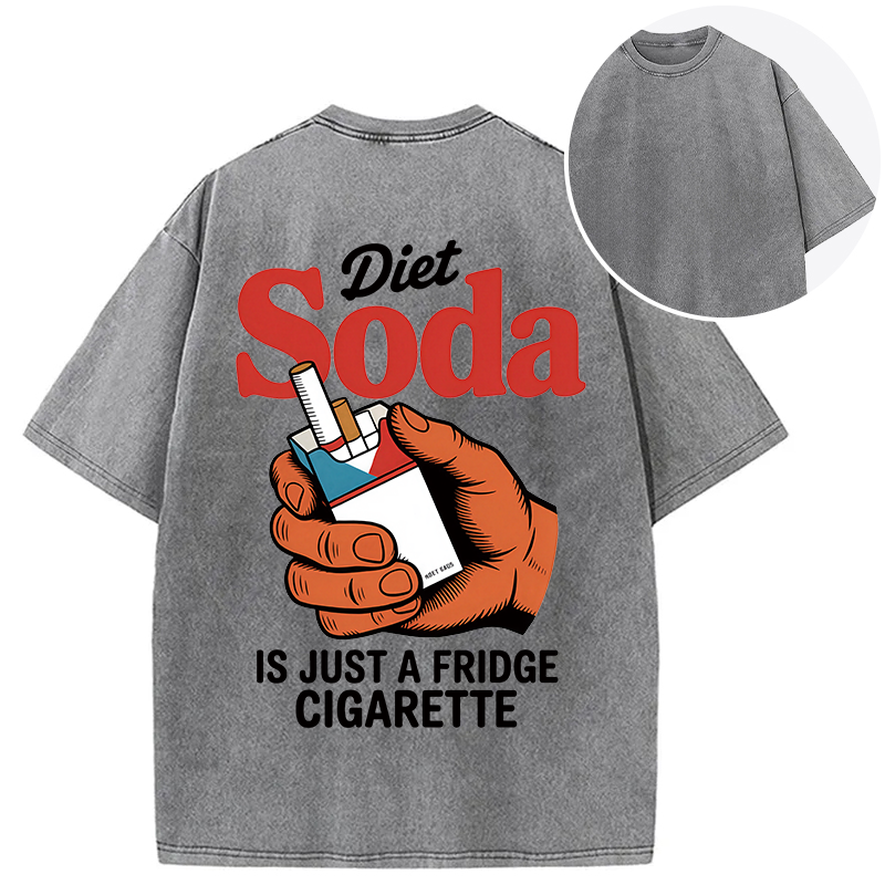 Tokyocanvas Diet Soda Is Just A Fridge Cigarette Funny Back Washed T-Shirt