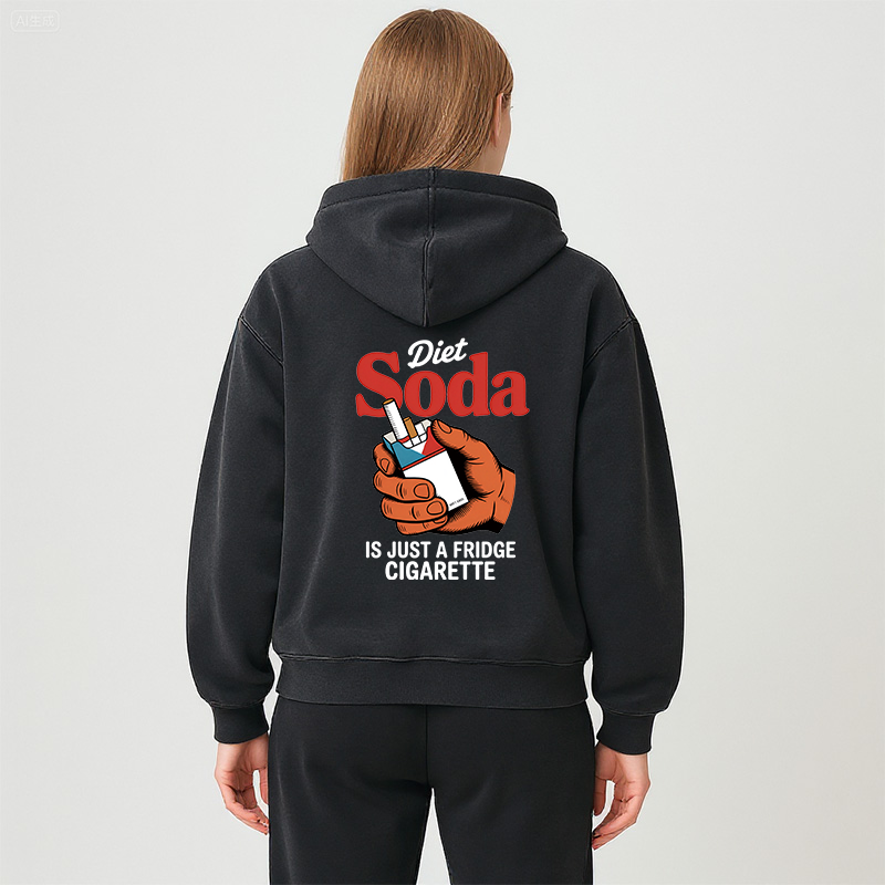 Tokyocanvas Diet Soda Is Just A Fridge Cigarette Funny Washed Zip Hoodie