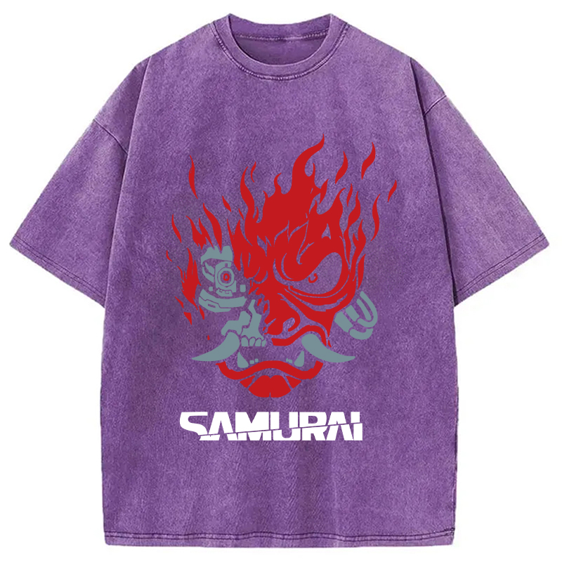 Tokyocanvas Vintage Samurai Retro Japanese Washed T-Shirt