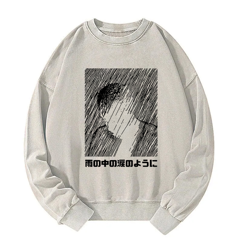 Tokyocanvas People In The Rain Washed Sweatshirt