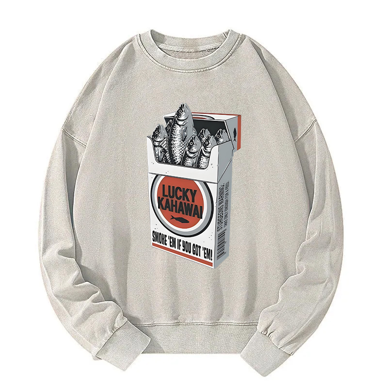Tokyocanvas Japanese Lucky Kahawai Washed Sweatshirt