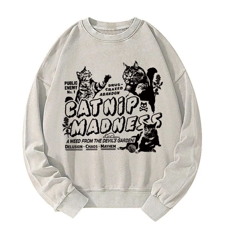 Tokyocanvas Catnip Madness Washed Sweatshirt