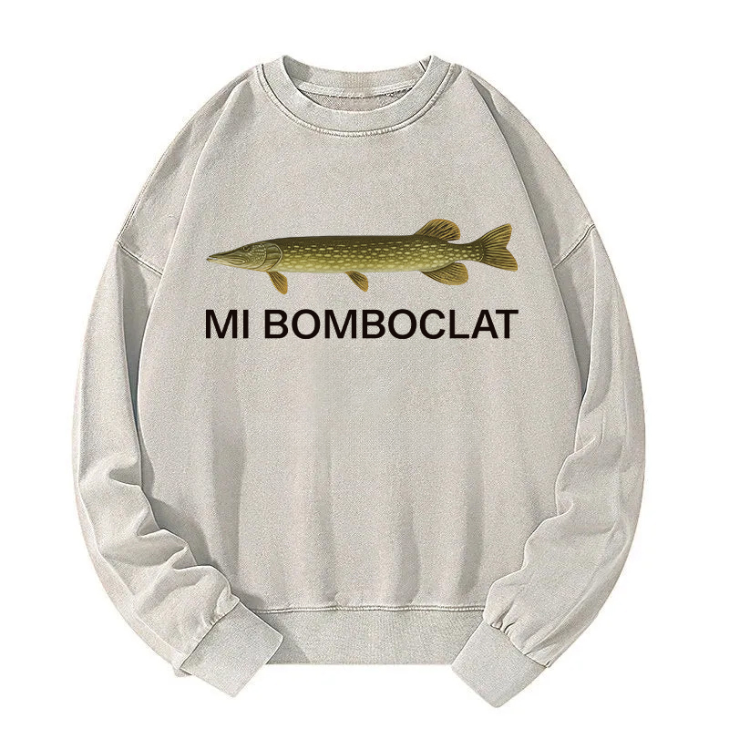 Tokyocanvas Mi Bomboclat Fish Meme Washed Sweatshirt