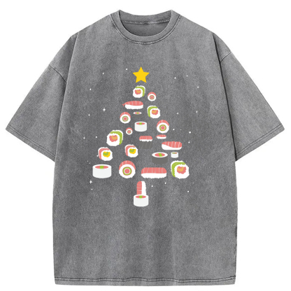 Tokyocanvas Sushi Christmas Tree Washed T-Shirt