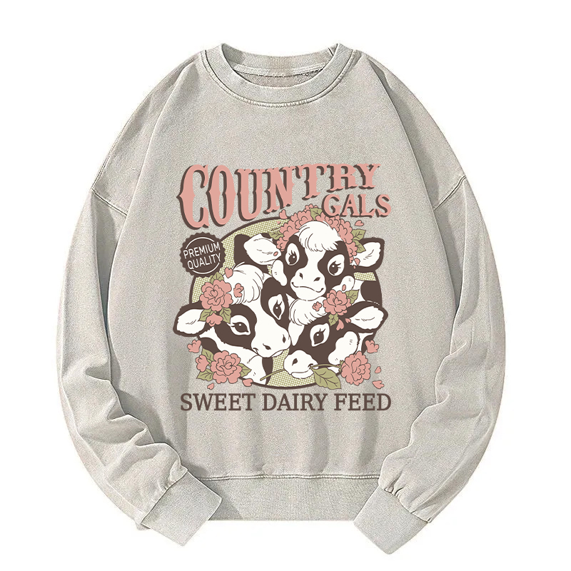 Tokyocanvas Country Cow Gals Washed Sweatshirt