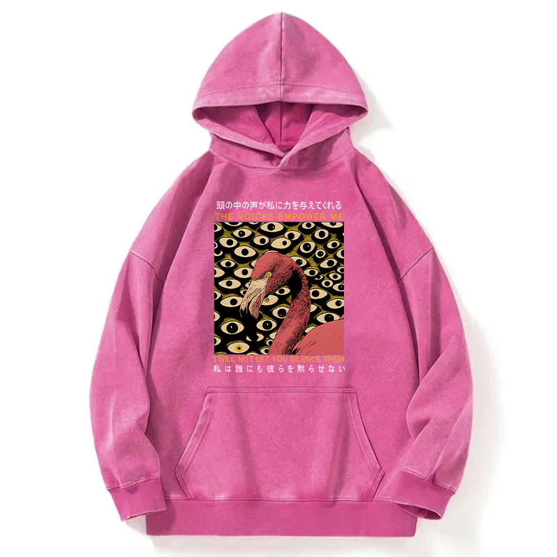 Tokyocanvas The Voices Empower Me Flamingo Washed Hoodie