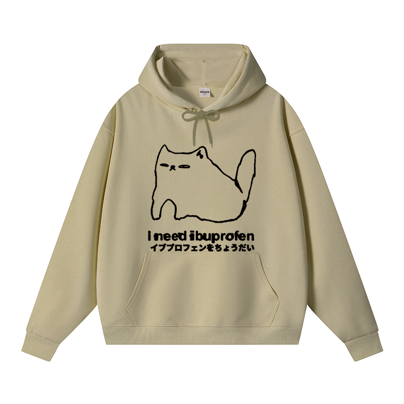Tokyocanvas I Need Ibuprofen Cat Fleece Lined Hoodie